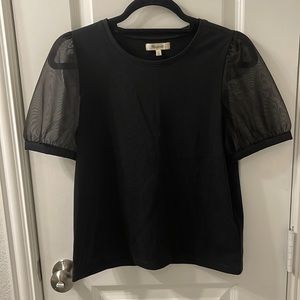 Madewell Black Crop T-shirt with Sheet Sleeves
